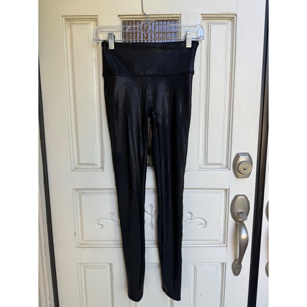 Spanx Faux Leather Leggings High Waisted Black‎ Size Small Petite Pants Tights